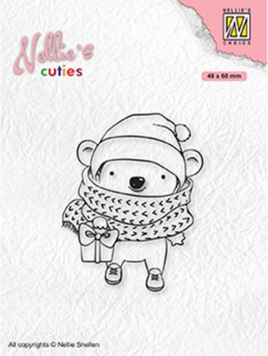 NCCS012 - Nellie Snellen clearstamp - Nellies Cuties - stempel koala beer met kerst cadeaus - geschenken en pakjes